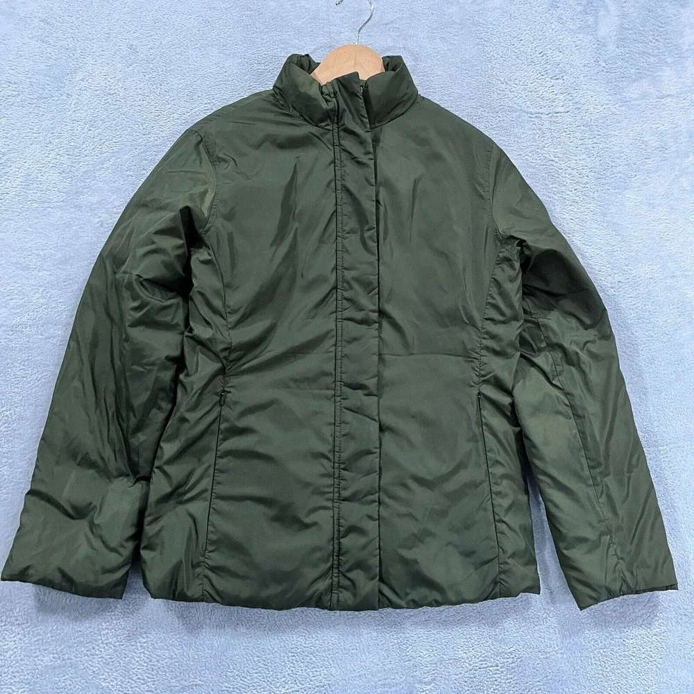 Lands End Goose Down Jacket‎ S 6-8 Coat Reversible Quilted Parka Puffer